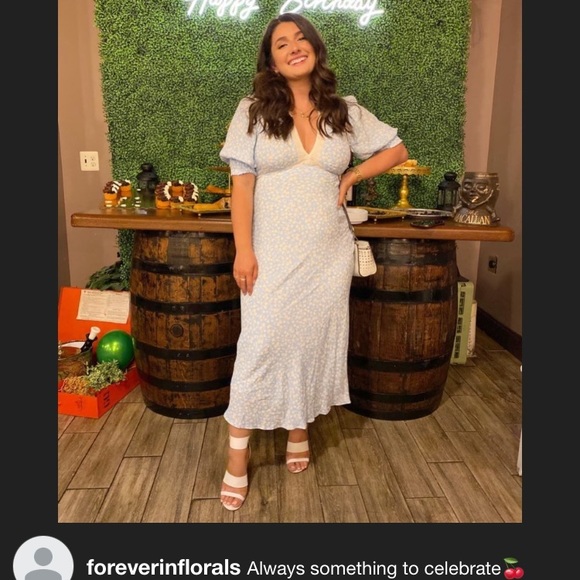 Floral Puff Sleeve Lace Inset Dress - Picture 5 of 8